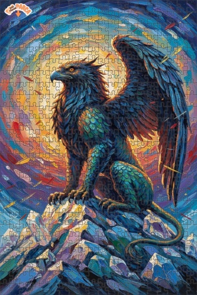 Teona Ahşap لغز خشبي مؤطر مكون من طابقين بتصميم مخلوق غريفن الأسطوري، لوحة زي...