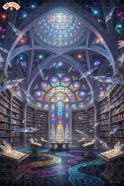 Teona Ahşap لغز خشبي مؤطر بطبقتين بمظهر لوحة زيتية لمكتبة المجرة الغامضة 500 ...