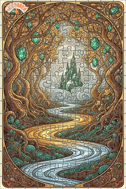 Teona Ahşap لغز خشبي مؤطر بطبقتين من شلال الغابة السحرية 150 قطعة 20x30