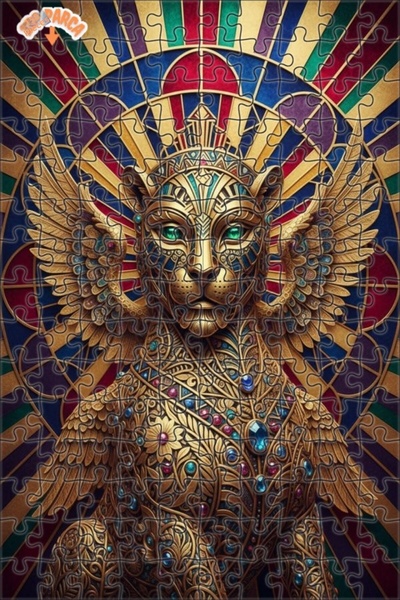 Teona Ahşap لغز خشبي بإطار مزدوج الطبقات من Golden Winged Panther Art 150 قطع...