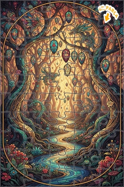 Teona Ahşap لغز خشبي مؤطر بطبقتين من سلسلة التنانين السحرية في الغابة، 50 قطع...