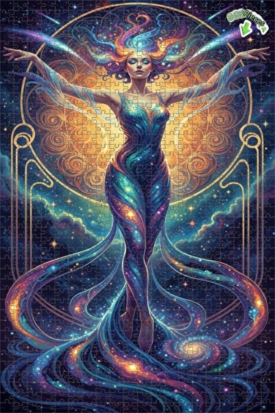 Teona Ahşap لغز خشبي بإطار مزدوج الطبقات بمظهر فني رقمي للنساء من كوزميك دانس...