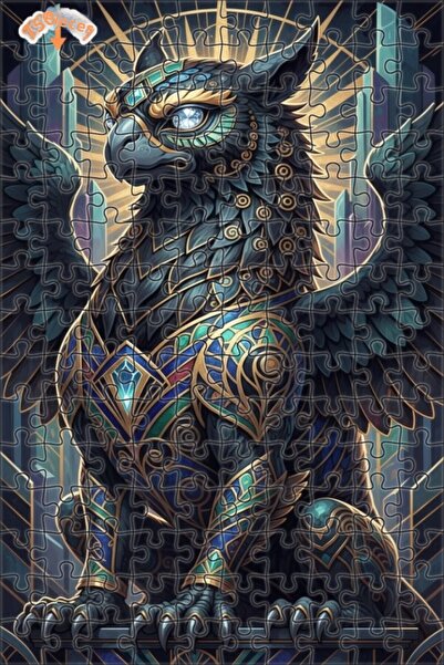 Teona Ahşap لوحة فنية غامضة على شكل غريفين، لوحة خشبية مؤطرة ذات طابقين بمظهر...