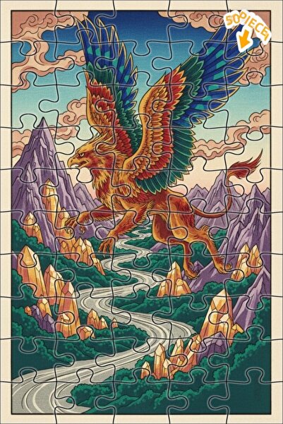 Teona Ahşap لغز خشبي بإطار مزدوج الطبقات بمظهر لوحة زيتية لطائرة غريفين الخيا...