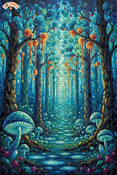 Teona Ahşap لغز خشبي بمظهر لوحة زيتية لفطر الغابة السحرية 500 قطعة 50×30