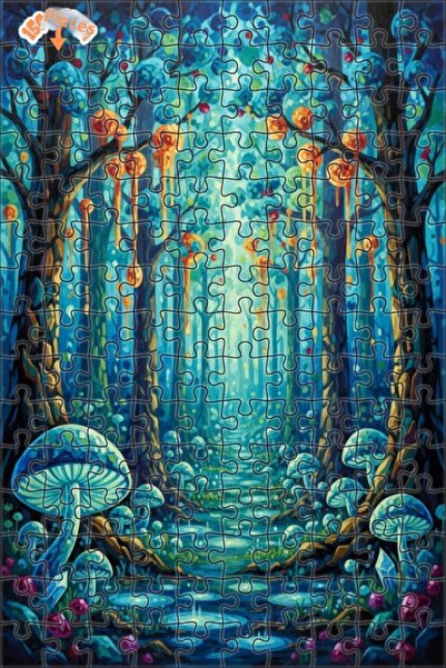 Teona Ahşap لغز خشبي بمظهر زيت اللوحة الفنية لفطر الغابة السحرية 150 قطعة 20x30