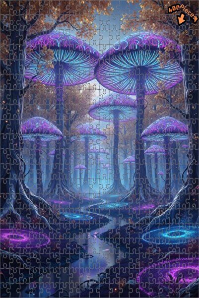 Teona Ahşap لغز خشبي بإطار مزدوج الطبقات بمظهر لوحة زيتية لفطر الغابة النيوني...