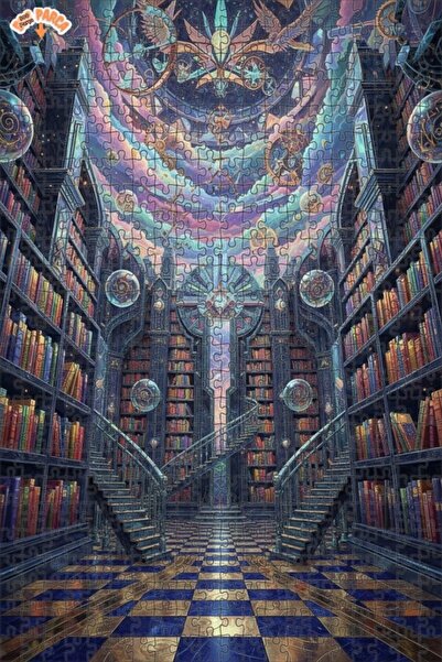 Teona Ahşap لغز خشبي مؤطر بطبقتين بمظهر لوحة زيتية يصور الكون الغامض للمكتبة،...