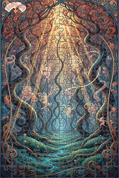 Teona Ahşap لغز خشبي مؤطر بطبقتين بتصميم فني يشبه اللوحة الزيتية لجنية الغابة...