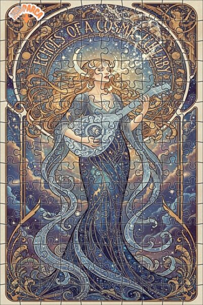 Teona Ahşap Cosmic Melody Oil Painting-Looking Art Trend Double-Deck Framed W...