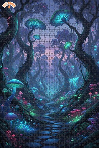 Teona Ahşap لغز خشبي مؤطر بطبقتين من فطر الغابة السحرية 500 قطعة 50x30