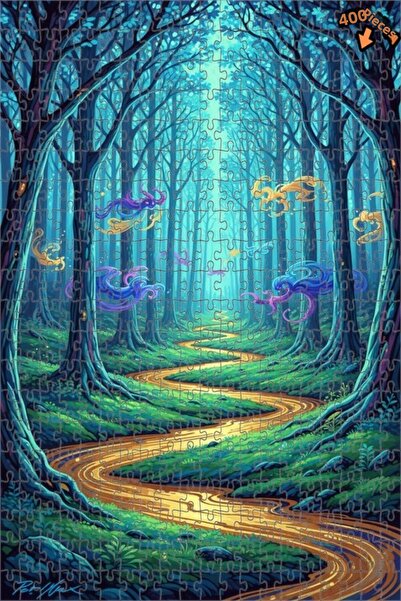 Teona Ahşap لغز خشبي مؤطر بطبقتين من مسار الغابة الغامضة 400 قطعة 35×35