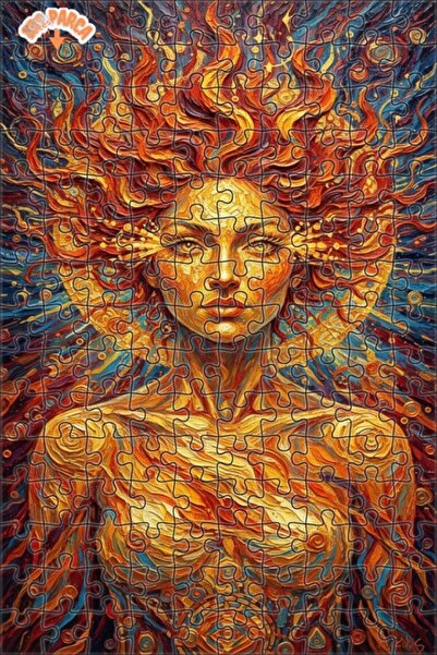 Teona Ahşap لغز خشبي مؤطر بطبقتين بمظهر لوحة زيتية لإلهة الشمس الغامضة 150 قط...