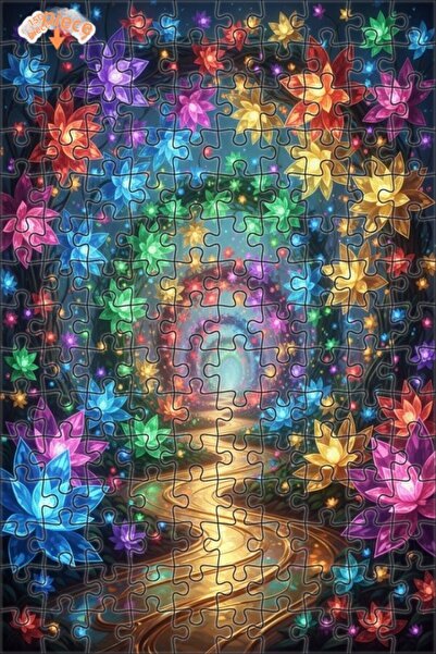 Teona Ahşap لغز خشبي مؤطر بطبقتين بمظهر نفق الزهور السحرية وتأثيرات الألوان ا...