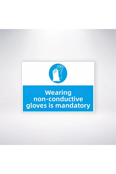 Reysa Tasarım إرتداء قفازات مقاومة للكهرباء هو إلزامية مقاس 21 × 35 ملصق لاصق...