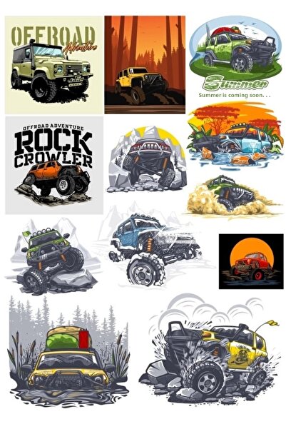 Reysa Tasarım مجموعة ملصقات الطرق الوعرة 4 × 4 4 مكونة من 12 قطعة للهاتف والك...