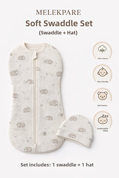 Melekpare 100% Cotton Zippered Baby Swaddle Newborn