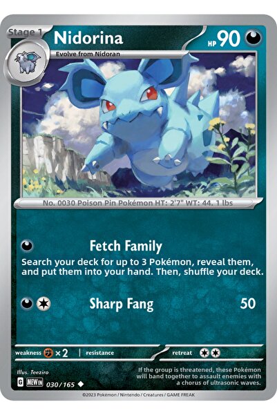 Pokemon TCG Nidorina 30/165 Uncommon Licensed Game Card (Sv151)