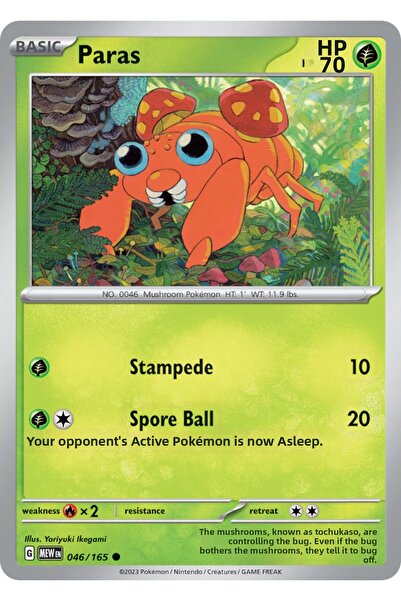 Pokemon TCG Paras 46/165 Common Licensed Game Card (Sv151)