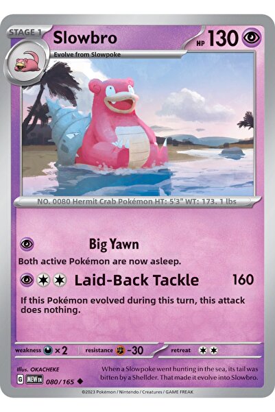 Pokemon TCG Slowbro 80/165 Uncommon Licensed Game Card (Sv151)