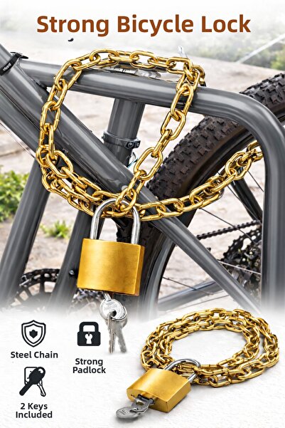 lawrenceshop قفل دراجة بسلسلة من الفولاذ السميك آمن ومتين 80 سم
