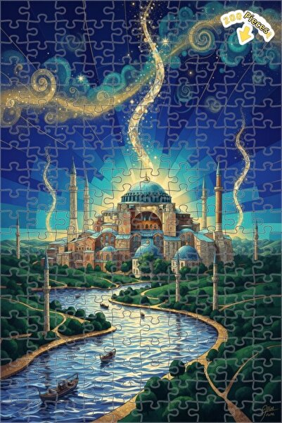 Teona Ahşap لغز خشبي مؤطر بطبقتين من هاجيا صوفيا مكون من 200 قطعة مقاس 25×35