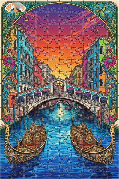 Teona Ahşap لغز خشبي ملون بإطار مزدوج الطبقات لقنوات البندقية 150 قطعة 20×30