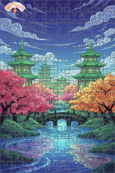 Teona Ahşap لغز خشبي مؤطر بطبقتين على شكل حديقة يابانية 150 قطعة 20×30