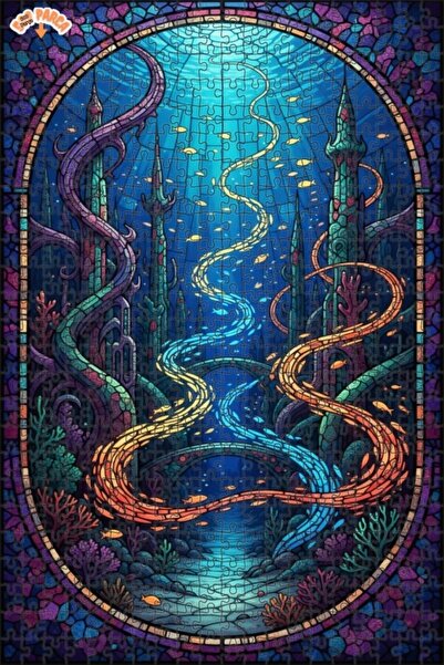 Teona Ahşap لغز خشبي على شكل مدينة سحرية تحت البحر مع مظهر الزجاج الملون 500 ...