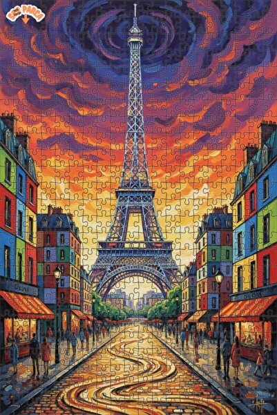 Teona Ahşap لغز خشبي مؤطر بمظهر لوحة زيتية لضوء باريس 500 قطعة 50×30