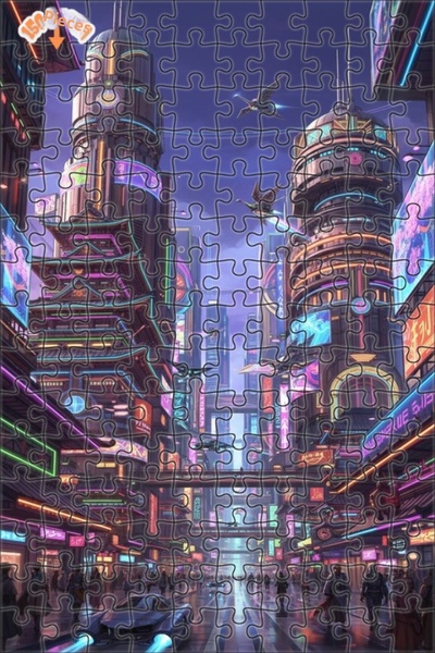 Teona Ahşap لغز خشبي بإطار ذو طابقين بمظهر لوحة زيتية لمنظر مدينة مستقبلي 150...