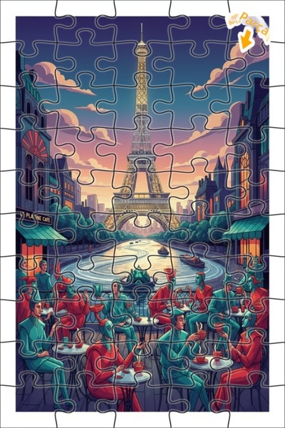 Teona Ahşap لغز خشبي مؤطر بطبقتين لمشهد مقهى باريس 50 قطعة 15×25