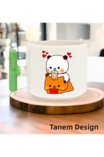 Tanem Tasarım كوب قهوة وشاي هدية ليوم الحب - كوب بمقبض على شكل حرف T