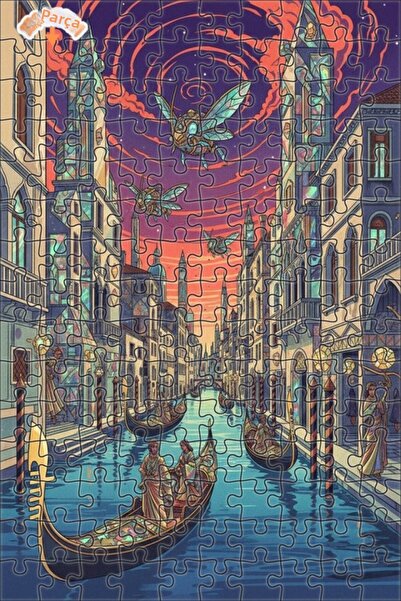 Teona Ahşap لغز خشبي مؤطر مكون من طابقين بتصميم سماوات البندقية الغامضة وحرب ...