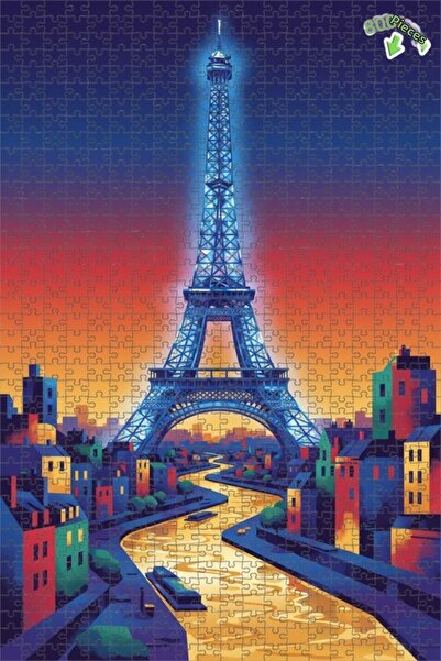 Teona Ahşap برج إيفل في باريس، منظر مائي، فن حديث، لغز خشبي بإطار مزدوج الطبق...