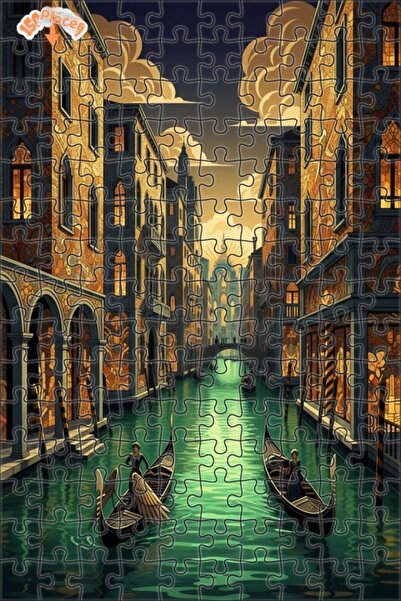 Teona Ahşap لغز خشبي بإطار ذو طابقين بتصميم طباعة فنية لقنوات البندقية والجند...