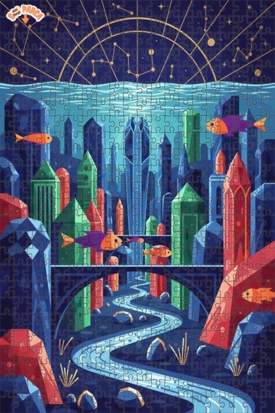 Teona Ahşap لغز فني رقمي لمدينة الماء الغامضة، لغز خشبي بإطار مزدوج الطبقات، ...