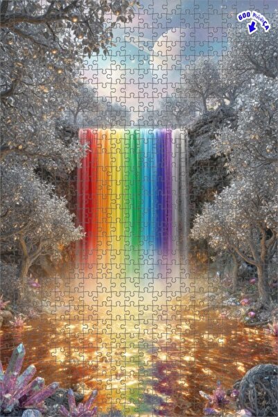 Teona Ahşap لغز خشبي بإطار مزدوج الطبقات على شكل شلال قوس قزح 600 قطعة 50x35