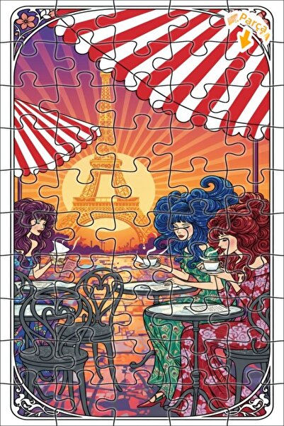 Teona Ahşap لغز خشبي مؤطر بطبقتين بمظهر فني مائي لمقهى باريس 50 قطعة 15×25