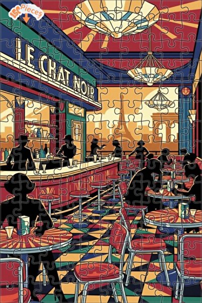 Teona Ahşap لغز خشبي بإطار من طابقين من لي شات نوار باريس آرت ديكو 150 قطعة 2...