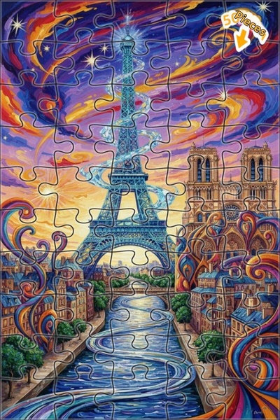 Teona Ahşap لغز خشبي بإطار ذو طابقين بمظهر لوحة زيتية لمناظر باريس الحالمة 50...