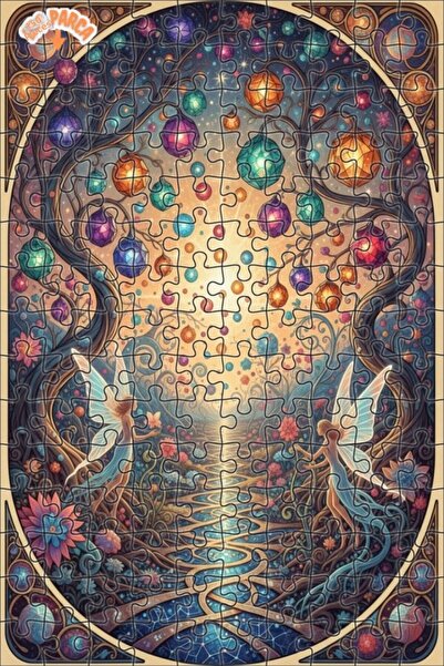 Teona Ahşap لغز خشبي مؤطر بطبقتين بتصميم فني يشبه الرسم المائي لجنات ساحرة، 1...