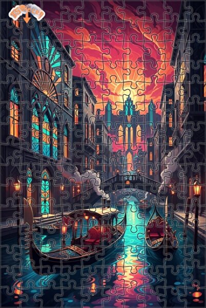 Teona Ahşap لغز خشبي مؤطر بطبقتين لفن الغندول البندقي 150 قطعة 20×30