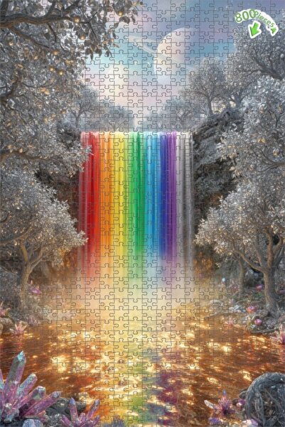 Teona Ahşap لغز خشبي بإطار مزدوج الطبقات على شكل شلال قوس قزح 800 قطعة 70x50