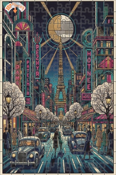 Teona Ahşap لغز خشبي بإطار ذو طابقين بمظهر لوحة زيتية على طراز آرت ديكو باريس...