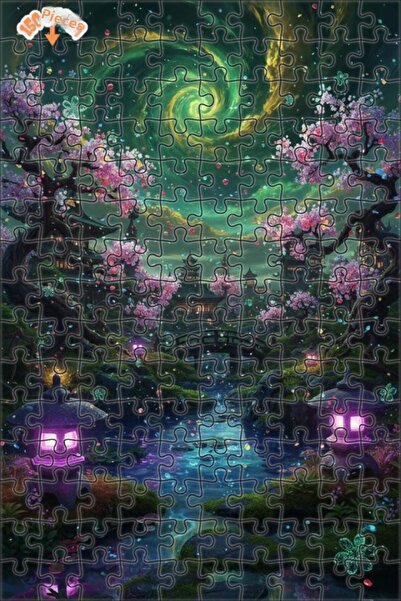 Teona Ahşap لغز خشبي مؤطر بطبقتين بمظهر لوحة زيتية يابانية ساحرة 150 قطعة 20×30