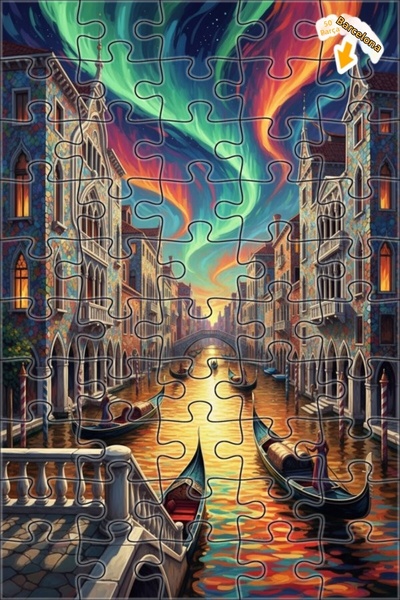 Teona Ahşap لغز خشبي بإطار مزدوج الطبقات بتصميم ليلة البندقية الملونة بمظهر ا...