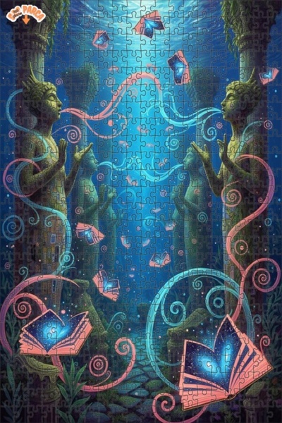 Teona Ahşap ألغاز كتب الحكمة تحت الماء، لوحة زيتية، لغز خشبي بإطار مزدوج الطب...