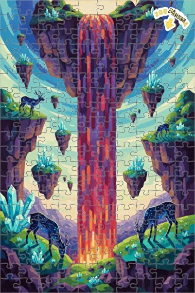 Teona Ahşap ألغاز خشبية ملونة على شكل جزر طائرة غامضة، شلال ملون، إطار مزدوج ...