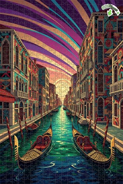 Teona Ahşap لغز فني على شكل قنوات فينيسيا بمظهر مائي، لغز خشبي بإطار مزدوج ال...